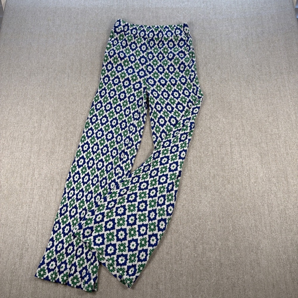Boden Women's Size 4 Blue Green Geometric Pull On Pants Lightweight Boho